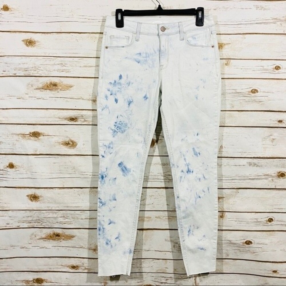 Old navy women's blue tie-dye raw hem crop ankle jeans size 6